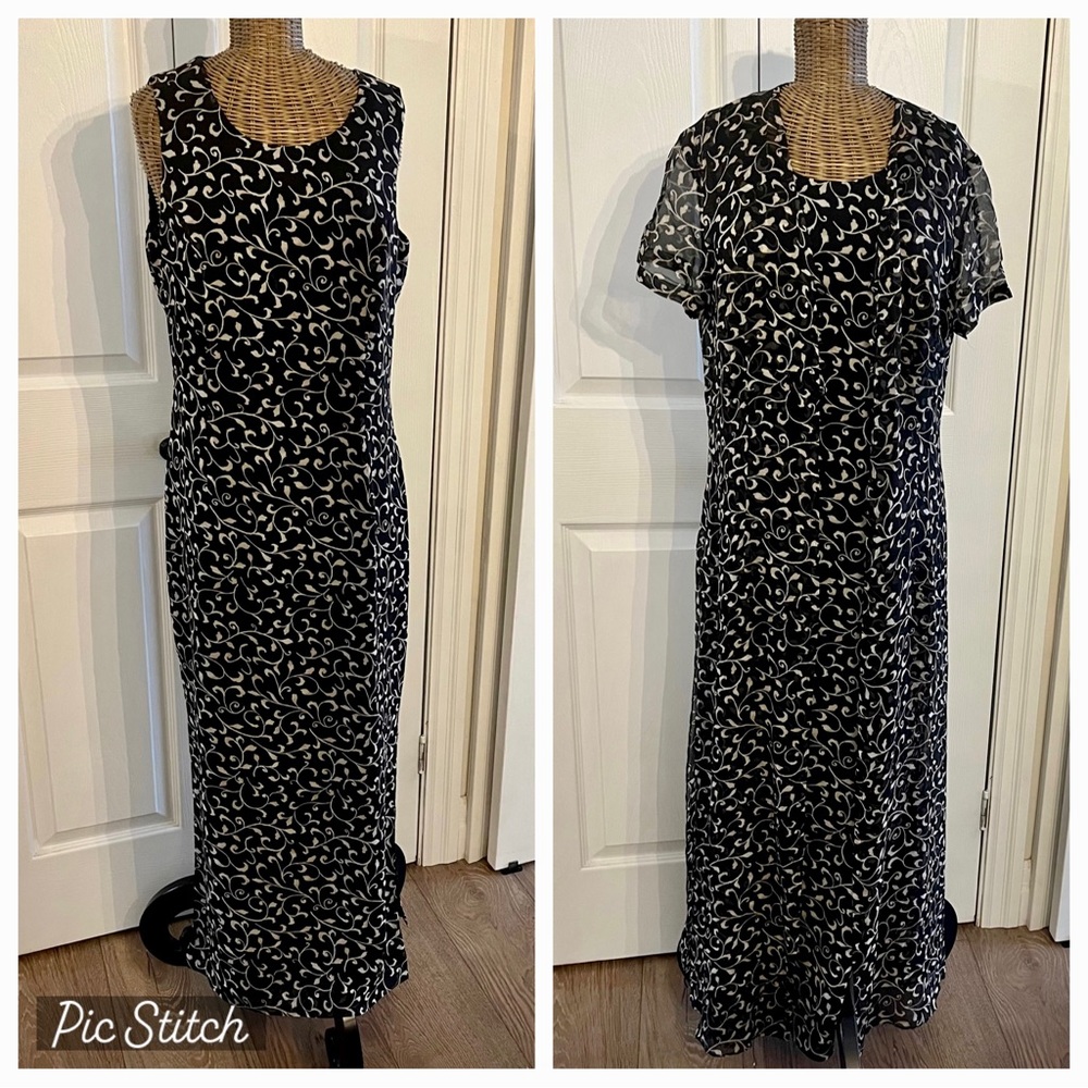 Vintage Spenser Jeremy 2 piece 100% Silk Dress set , Maxi ,Sz 8